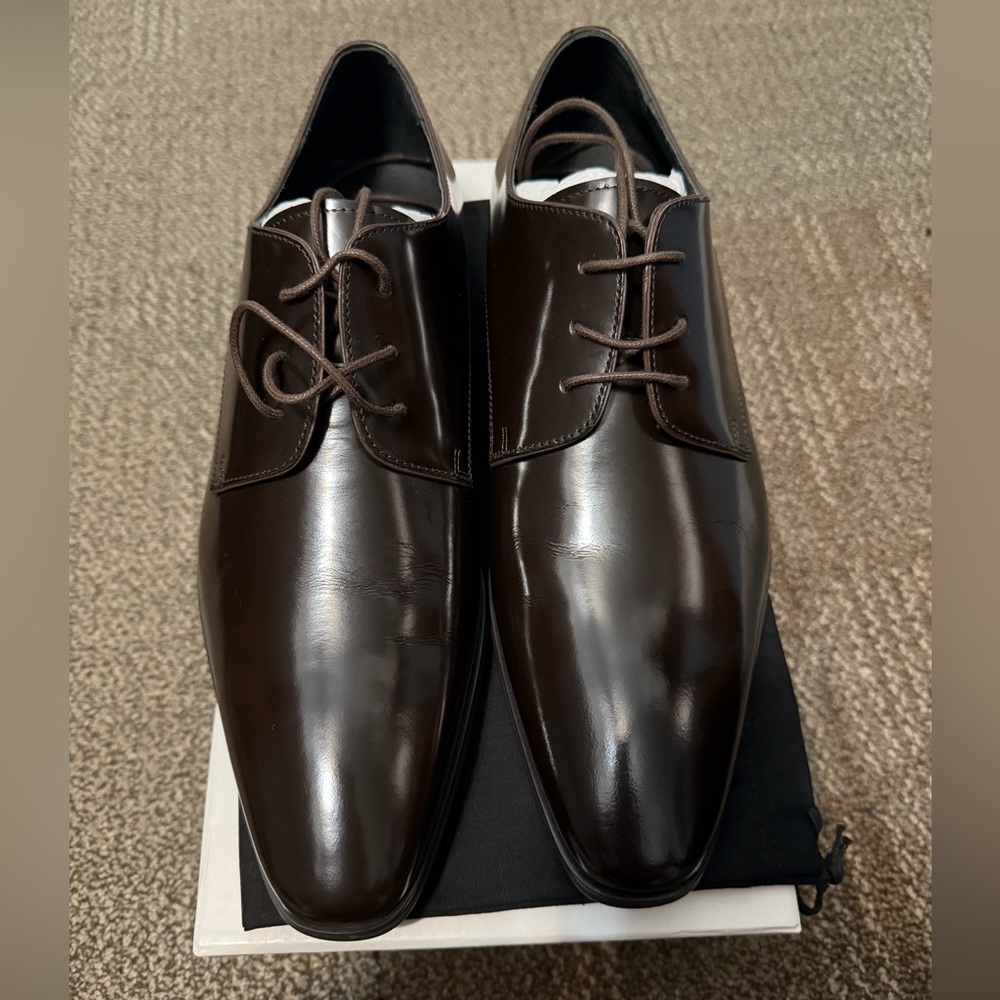 Versace Dark Brown Patent Leather Derby Shoes (EU 43 US 10)
